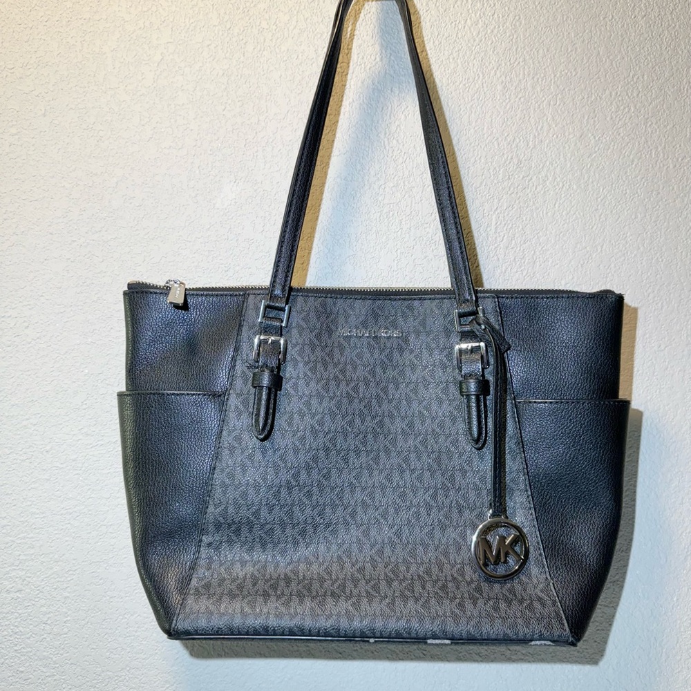 Michael Kors Black and Gray Signature Tote